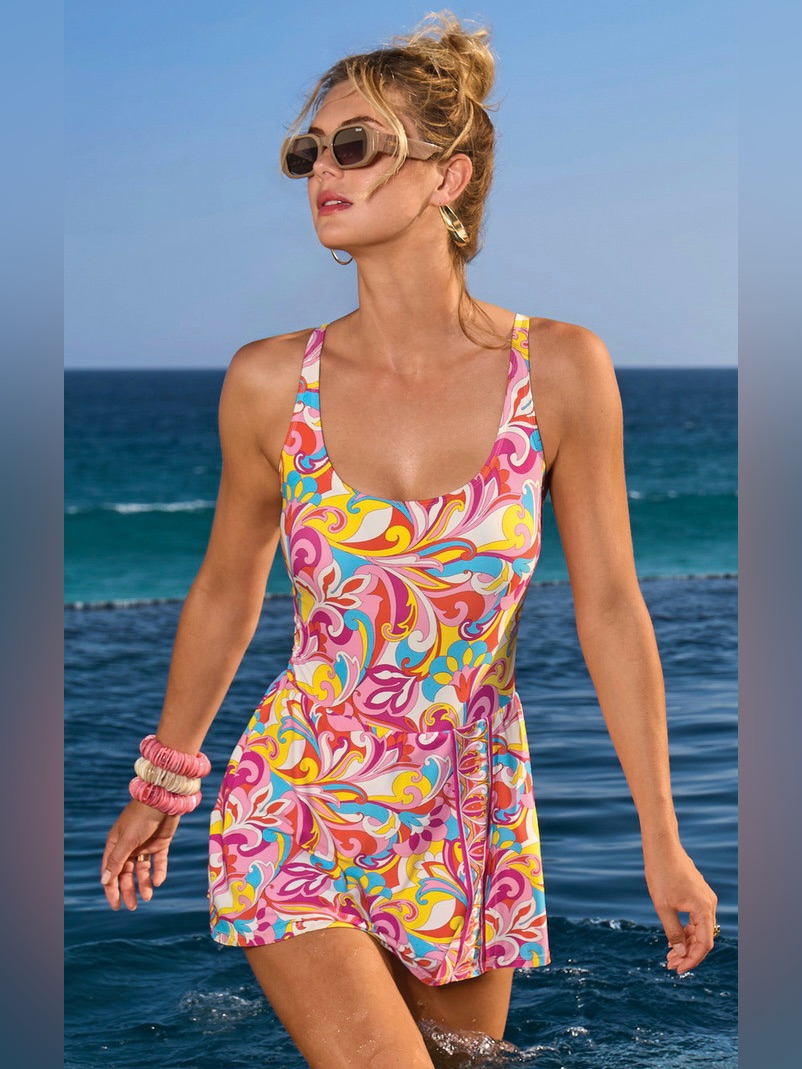 Carmen Marc Valvo Swim Dress One Piece Skirted Swimsuit Nwt Size 6